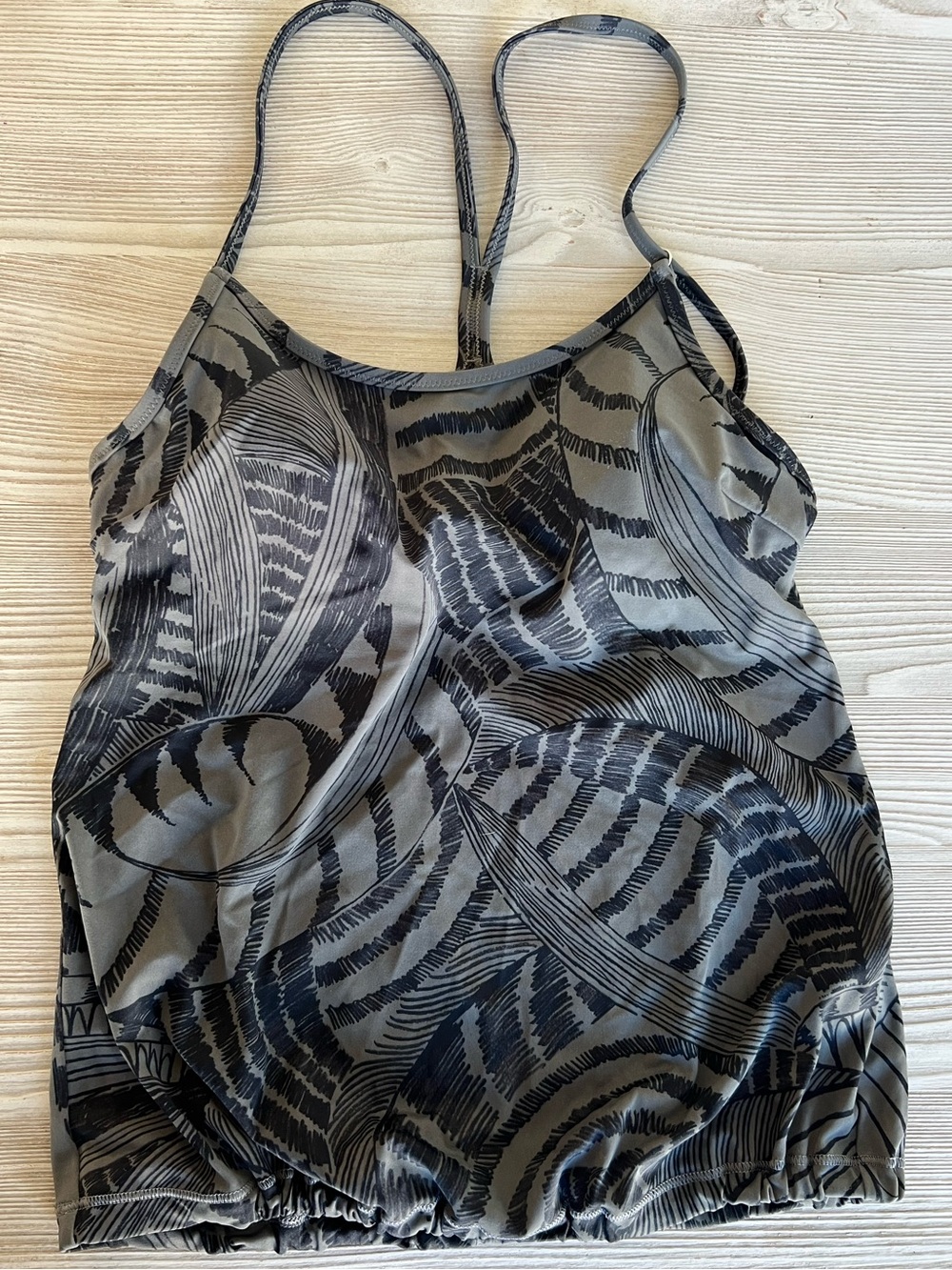 Athleta Green and Black Printed Spaghetti-Strap Tankini